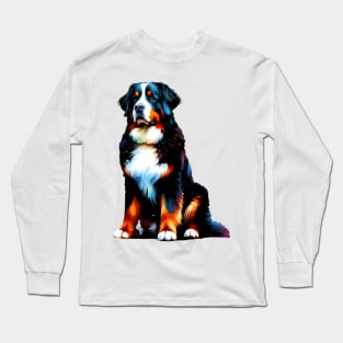 Vibrant Bernese Mountain Dog in Splash Paint Style Long Sleeve T-Shirt